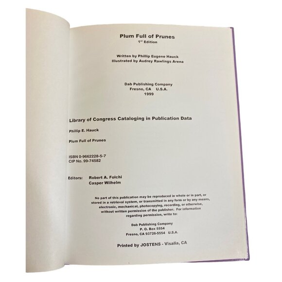 Plum Full Of Prunes By Phillip E. Hauck 1999 Childrens Book 1st Edition Illustra - Picture 5 of 16